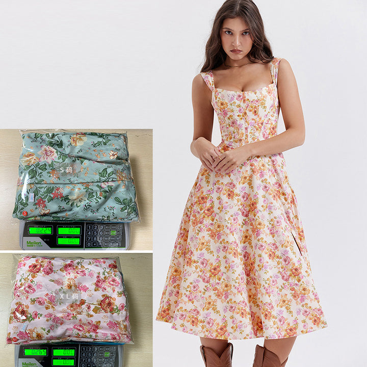 Damen Maxikleid mit schulterfreiem Design und floralem Muster Drune