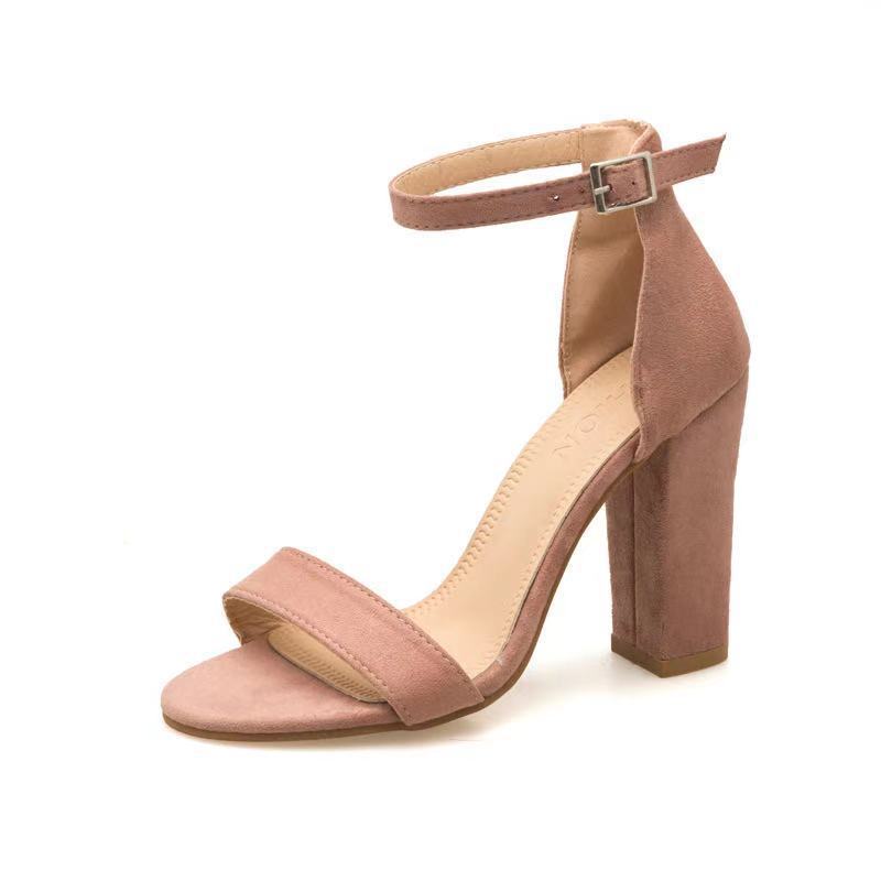 Damen Sandalen mit elegantem Blockabsatz und verstellbarem Knöchelriemen Drune