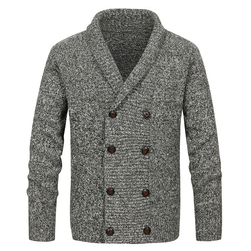 Herren hochwertige Strickjacke mit großem Revers und Knopfdetail Drune