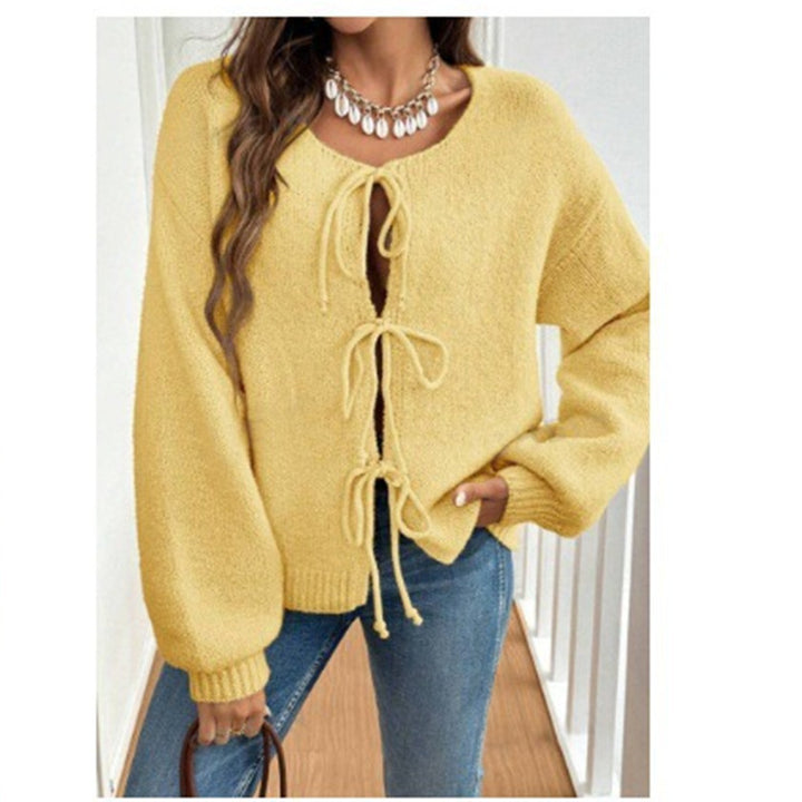 Damen Pullover mit Kordelzug und überschnittenen Ärmeln Drune