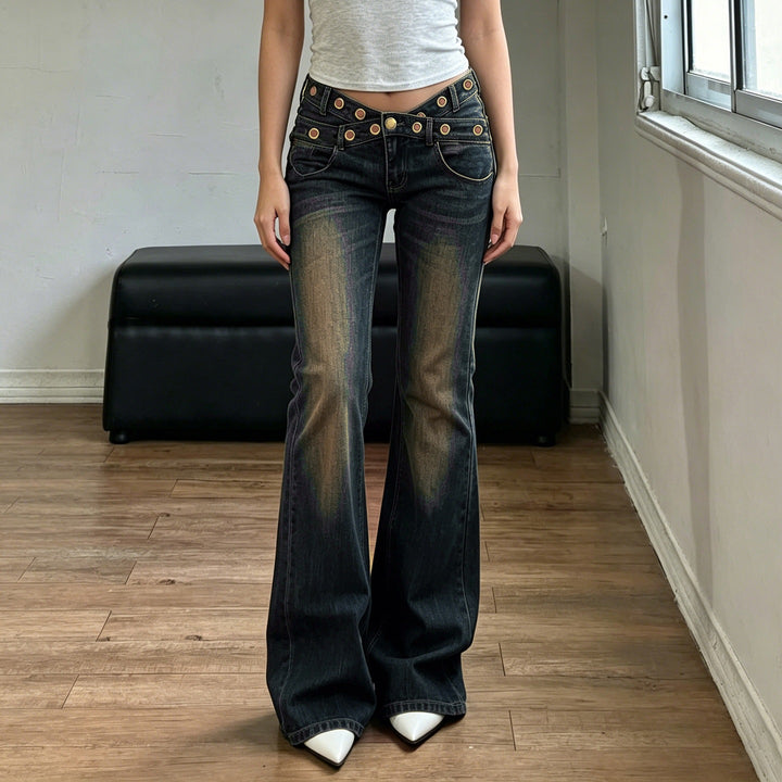 Damen Jeans mit weitem Schnitt und eleganten Gürtelschlaufen Drune
