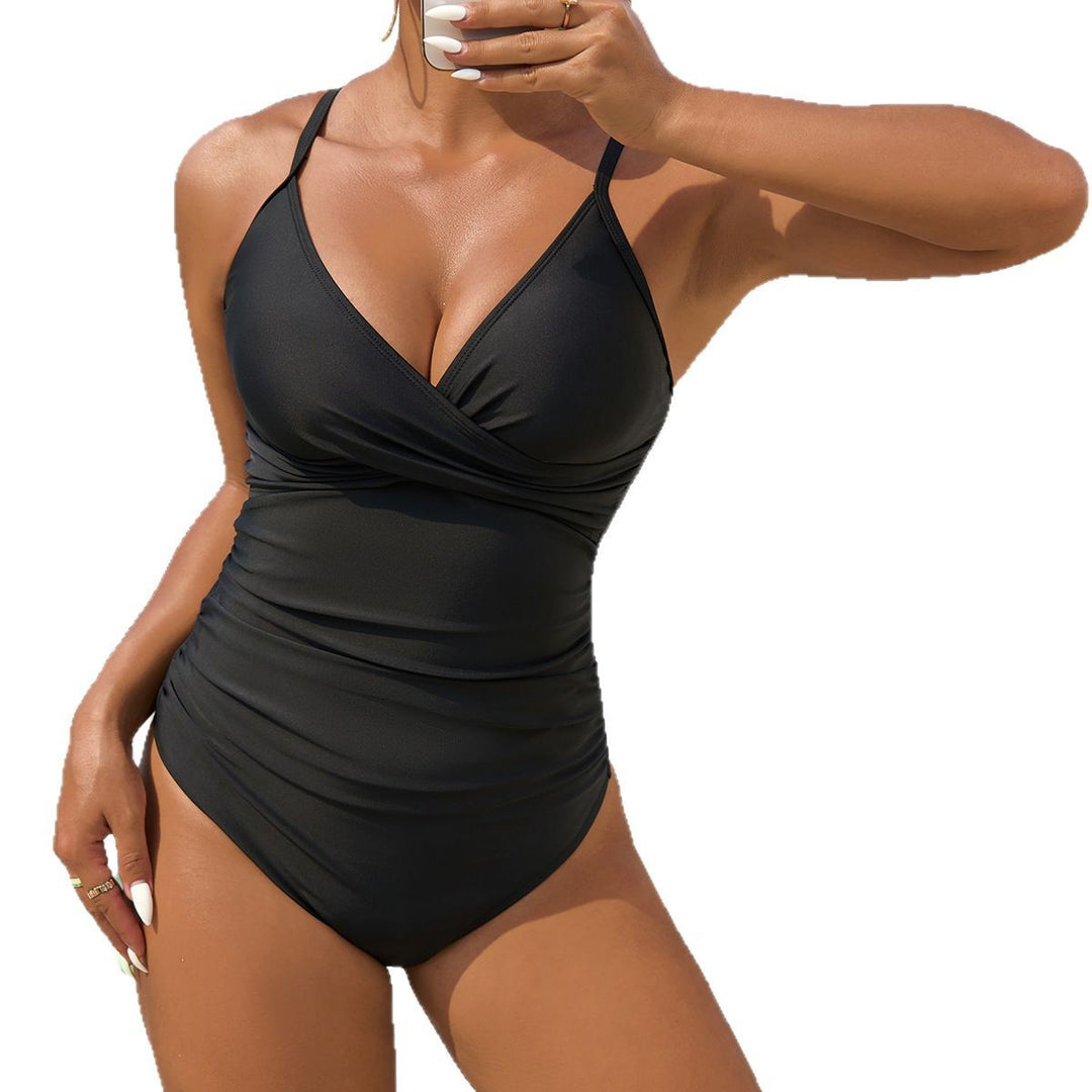 Damen Einteiler Badeanzug mit raffiniertem Wickeldesign Drune