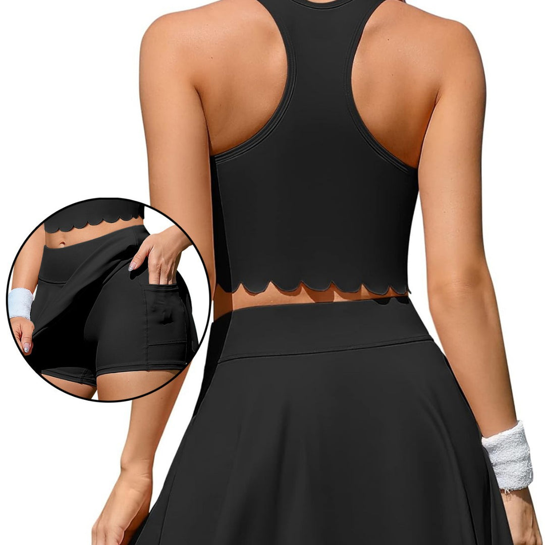 Damen Sportliches Tennis-Outfit mit gewelltem Saum Drune