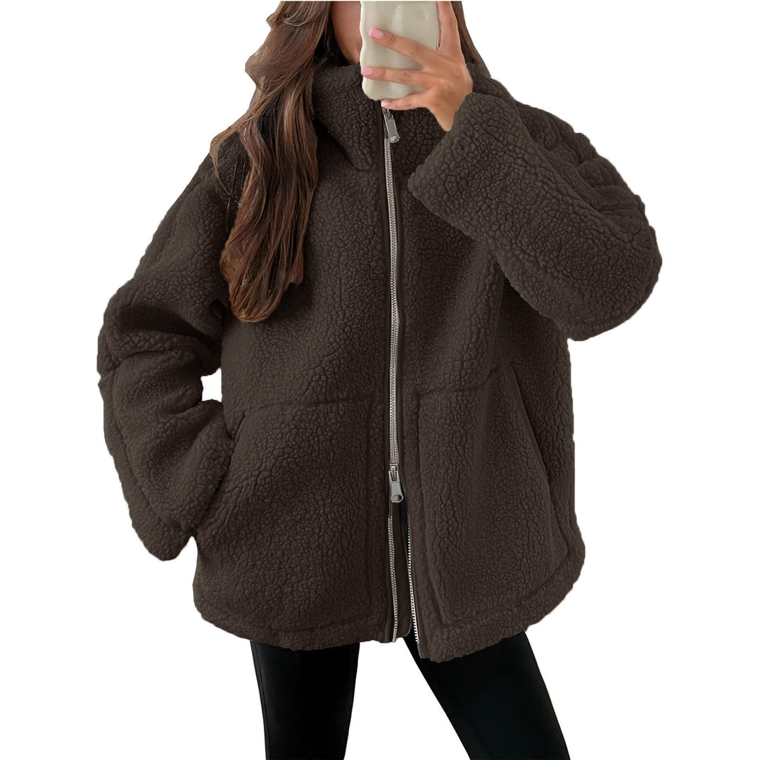 Damen Kuschelige Teddy-Jacke mit Reißverschluss Drune