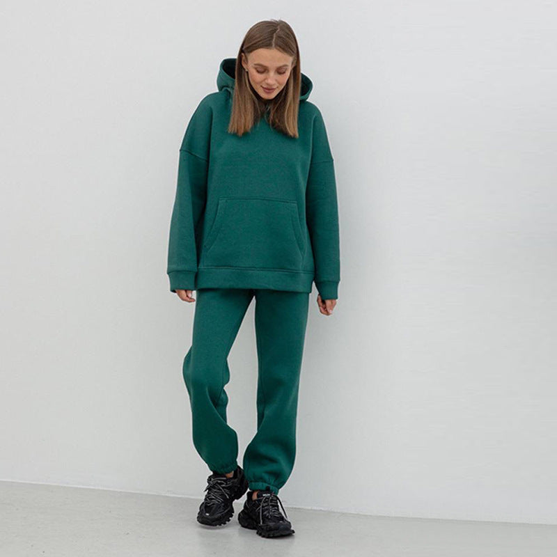 Damen sportliches Fleece-Set mit hohem Kragen Drune