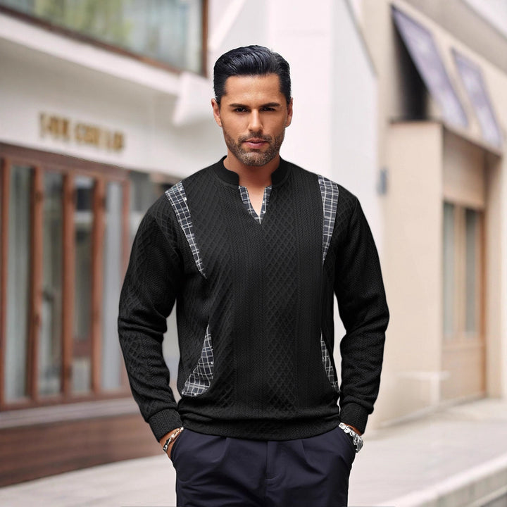 Herren Strickpullover mit modischen Karoelementen Drune
