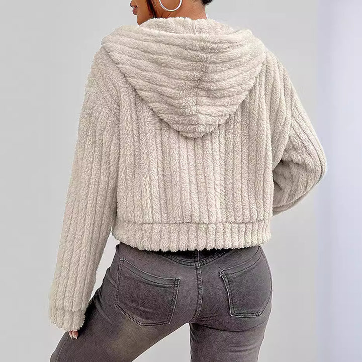 Damen Rotationsjacke aus kuscheligen Fleece mit Hohem Kragen Drune