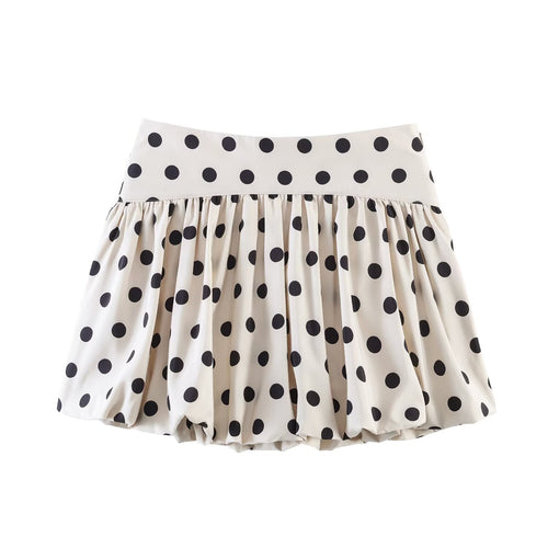 Damen Voluminöser Punkteshort mit bauschigem Saum Drune