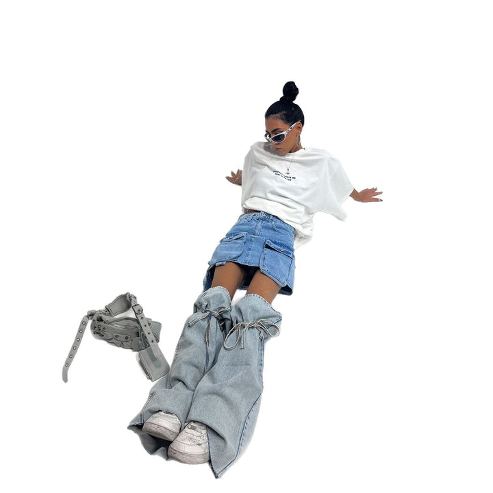 Damen Denimrock mit praktischen Taschen und verstellbarem Bund Drune