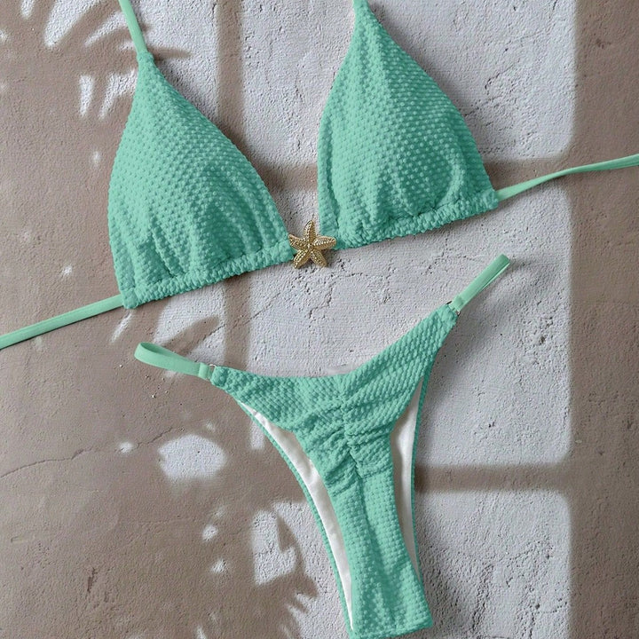 Damen Triangel-Bikini mit strukturiertem Stoff und maritimen Details Drune