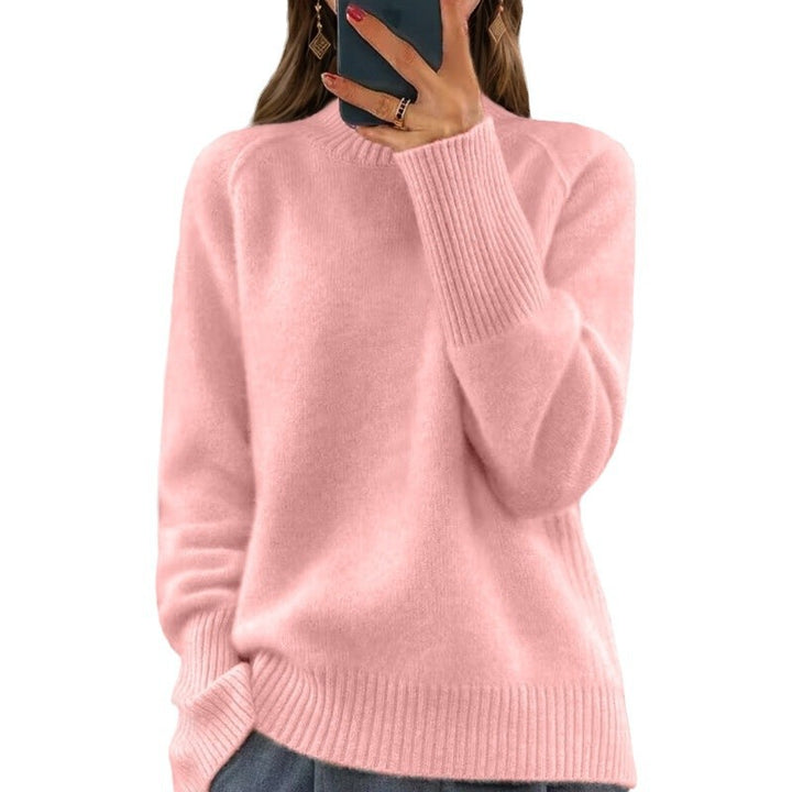 Damen nan kuscheliger Feinstrickpullover mit Rundhalsausschnitt, überschnittener Schulterpartie und gerippten Bündchen Drune