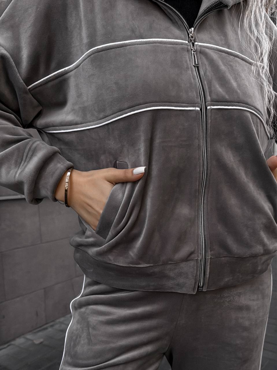 Damen Sportliches Fleece-Set mit Reißverschluss und Kapuze Drune