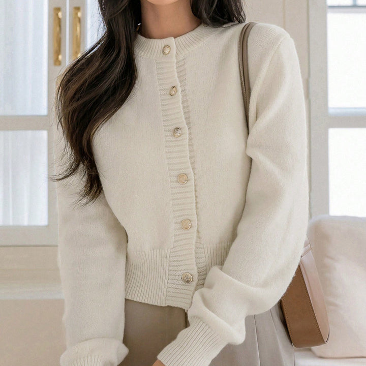Damen kuschelige Strickjacke mit dekorativen Knöpfen und bequemer Passform Drune