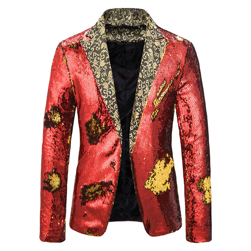 Herren extravagante Pailletten-Blazerjacke Drune