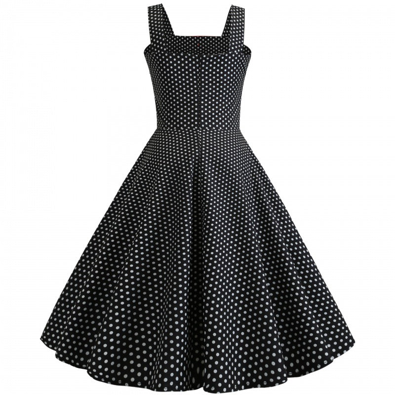 Damen Vintage Polka-Dots Swing Kleid Drune