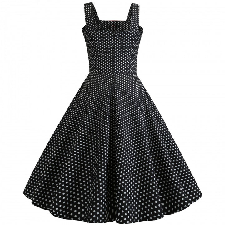 Damen Vintage Polka-Dots Swing Kleid Drune