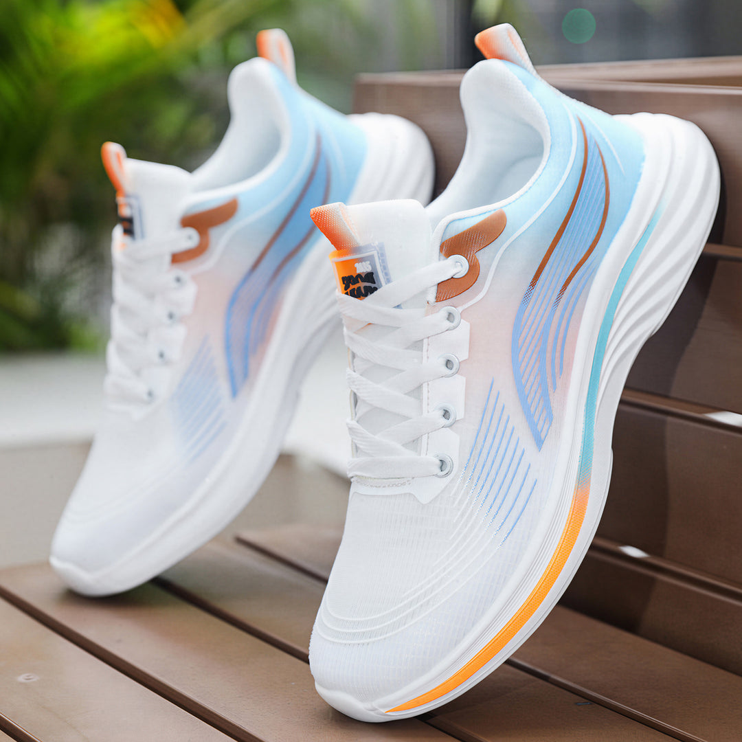 Unisex nan leichtgewichtiger Komfort-Running-Sneaker mit nahtlosem Mesh-Obermaterial, gepolstertem Fersenkragen und stoßabsorbierender Wellen-EVA-Sohle Drune