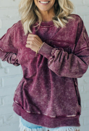Damen Bequemer Oversized Sweatshirt mit Taschen Drune
