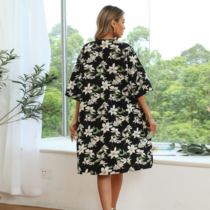 Damen Kimono mit floralem Muster und lässigem Schnitt Drune
