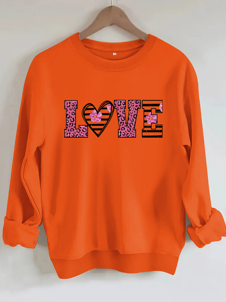 Damen Sweatshirt mit modernem Leopardenherz-Design und komfortablem Schnitt Drune