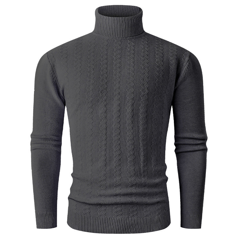 Herren stylischer Rollkragenpullover mit strukturiertem Zopfmuster und hochabschließendem Kragen Drune