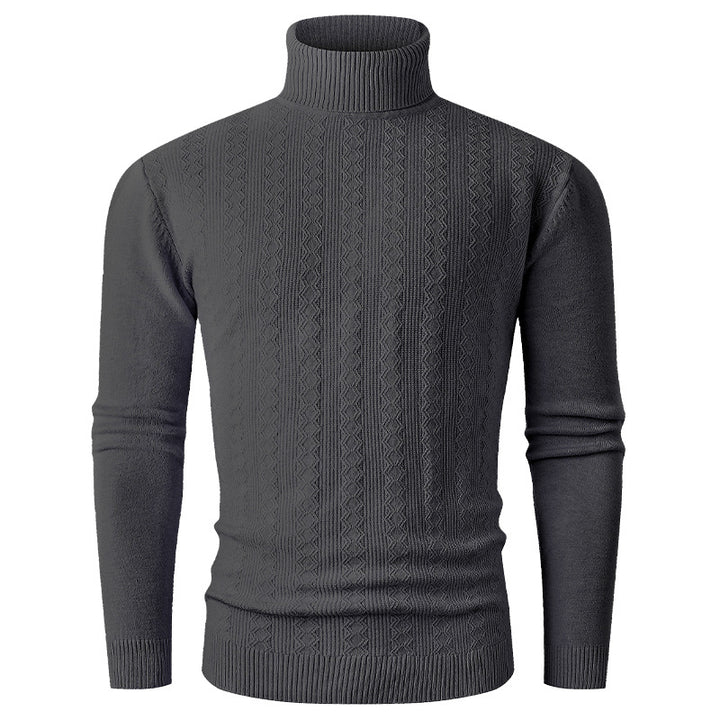 Herren stylischer Rollkragenpullover mit strukturiertem Zopfmuster und hochabschließendem Kragen Drune