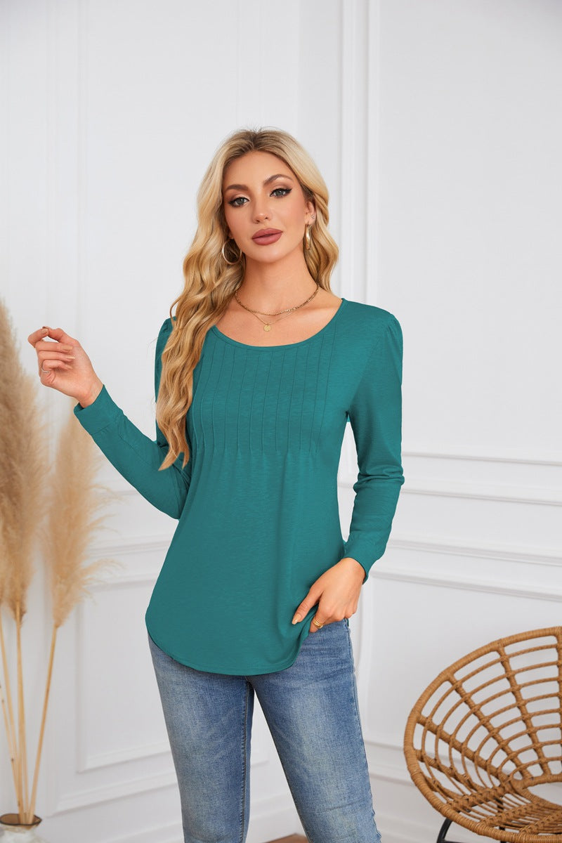 Damen elegante und bequeme Bluse mit Rippenstruktur Drune