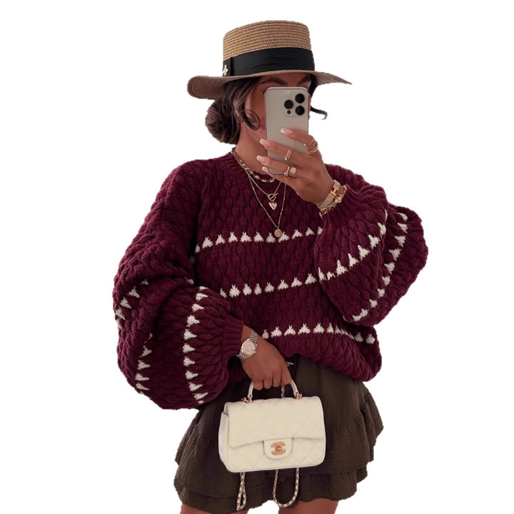 Damen Grobstrukturierter Pullover mit weitem Arm Drune