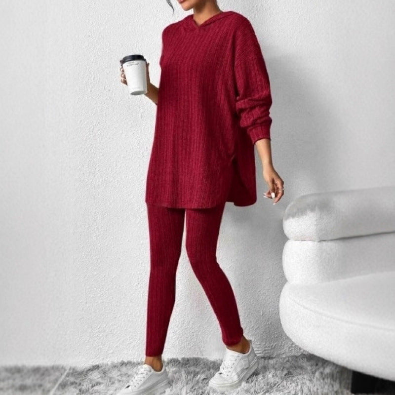 Damen Bequemes Lounge-Set mit Kapuze und schmalen Hosen Drune