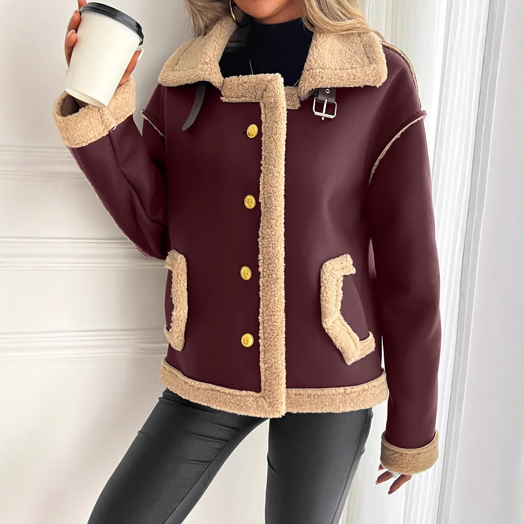 Damen Kurzjacke mit Kunstfellbesatz und praktischen Taschen Drune
