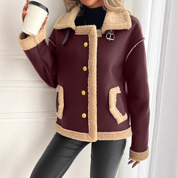 Damen Kurzjacke mit Kunstfellbesatz und praktischen Taschen Drune