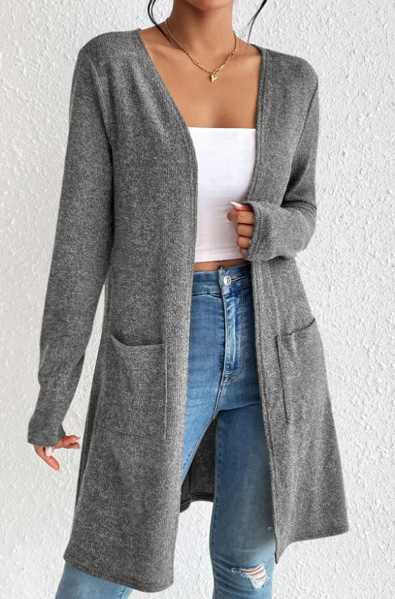 Damen Langer Strickcardigan mit praktischen Taschen Drune