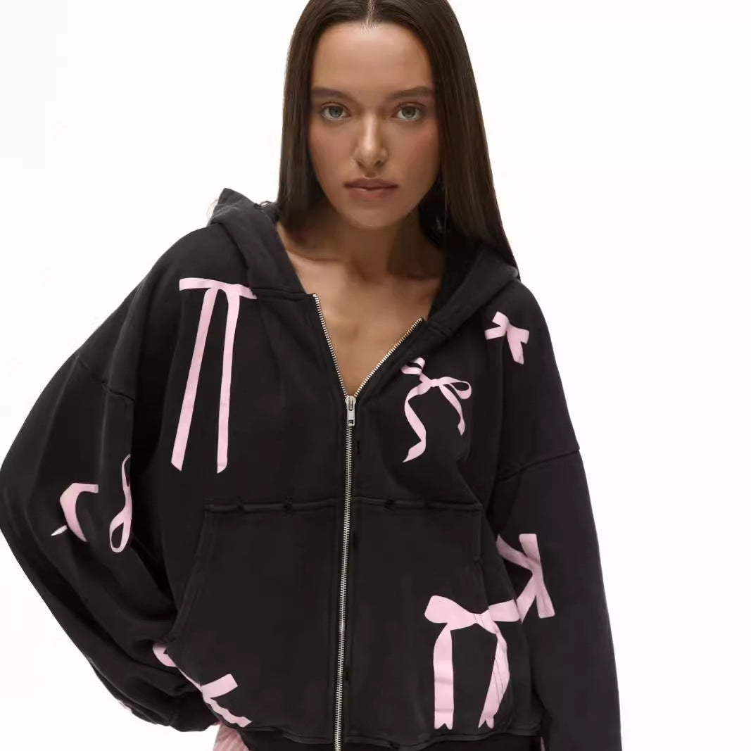Damen Oversized Kapuzenjacke mit auffälligen Bänder-Design Drune