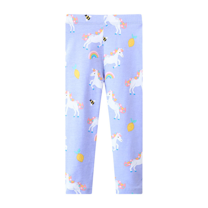 Mädchen Leggings mit fröhlichem Einhorn- und Obstmotiv Drune