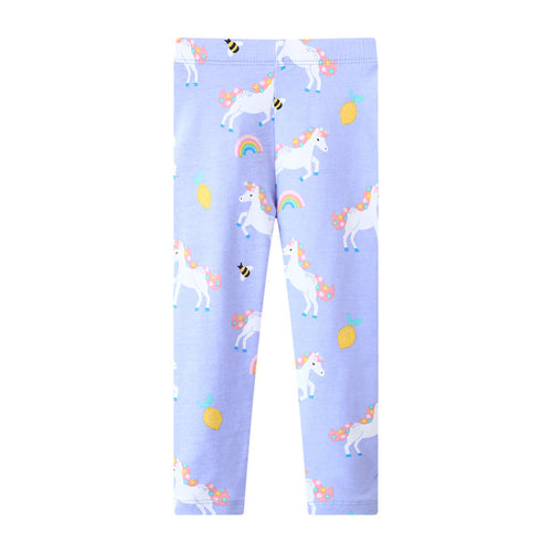 Mädchen Leggings mit fröhlichem Einhorn- und Obstmotiv Drune
