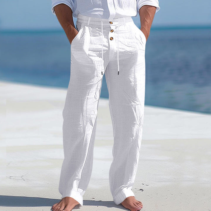 Herren lässige Hose mit hohem Bund und bequemen Taschen Heidi-Mode