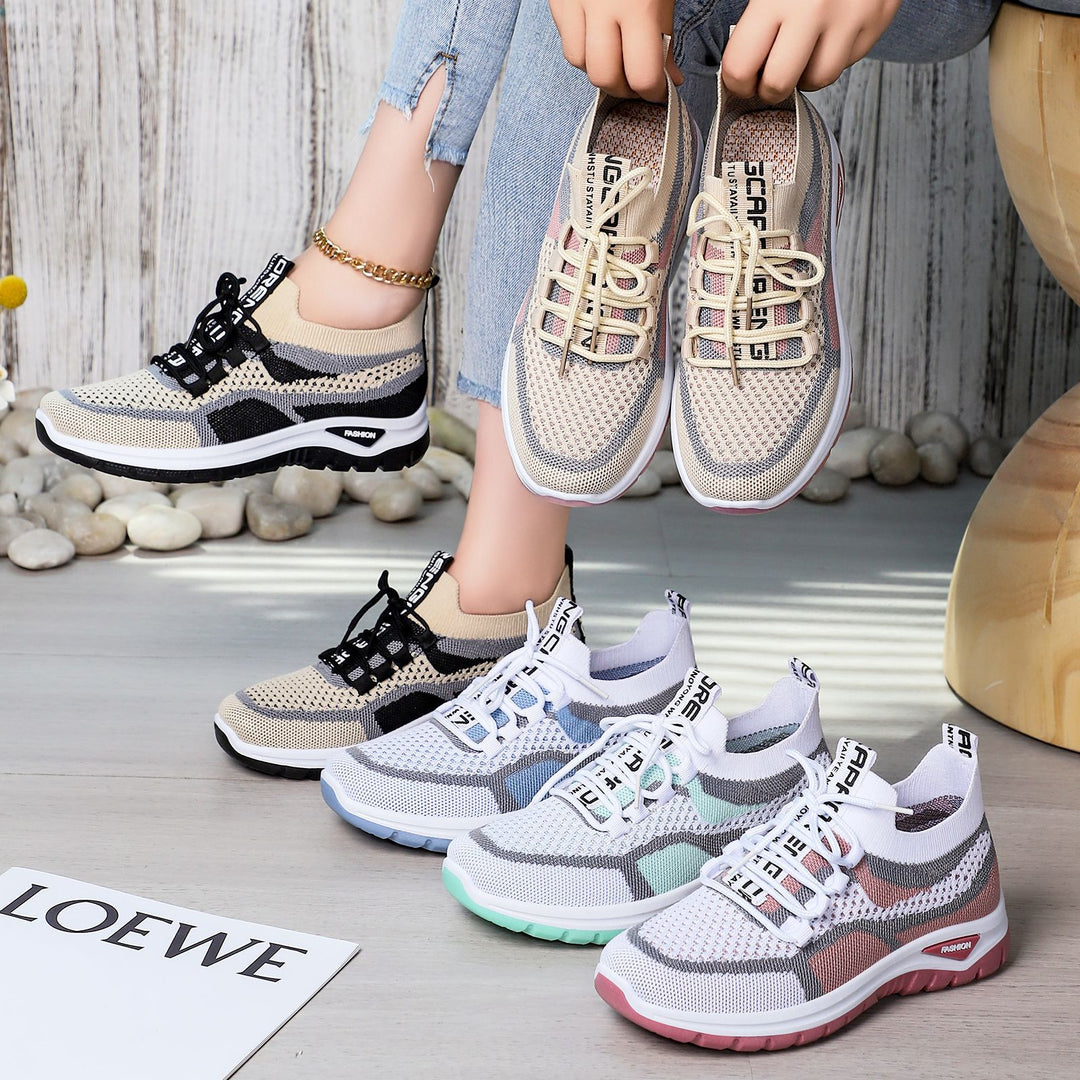 Damen nan sockenähnlicher Plateausneaker mit atmungsaktivem Strickoberteil und stoßdämpfender EVA-Sohle Drune
