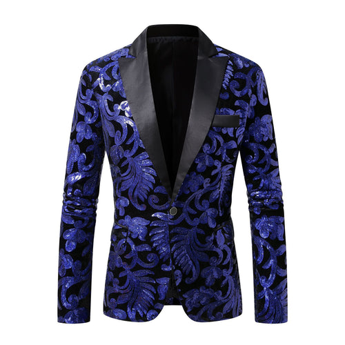 Damen eleganter Pailletten-Blazer mit floralem Design und luxuriösem Schnitt Drune