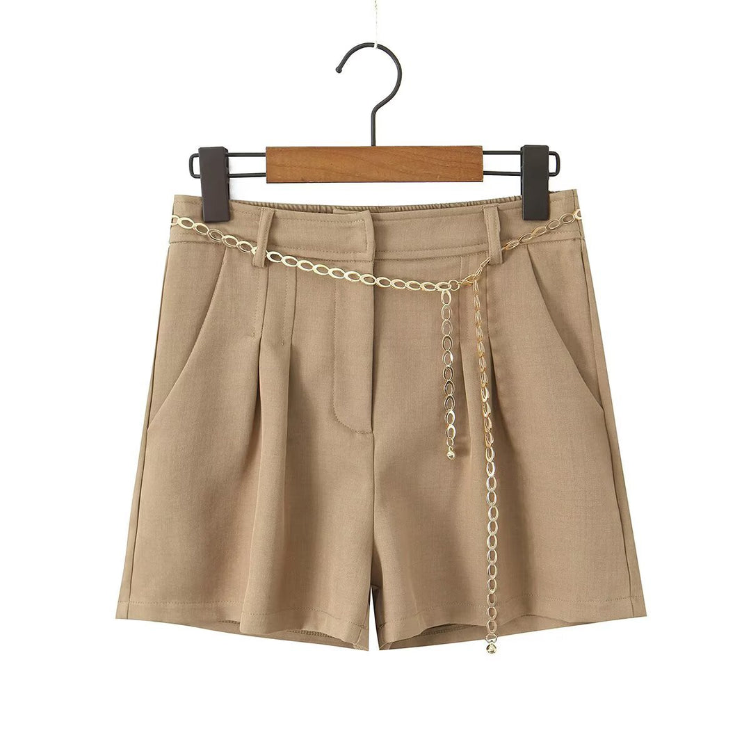 Damen Chice Shorts mit eleganter Kette und hochgeschnittenem Bund Drune