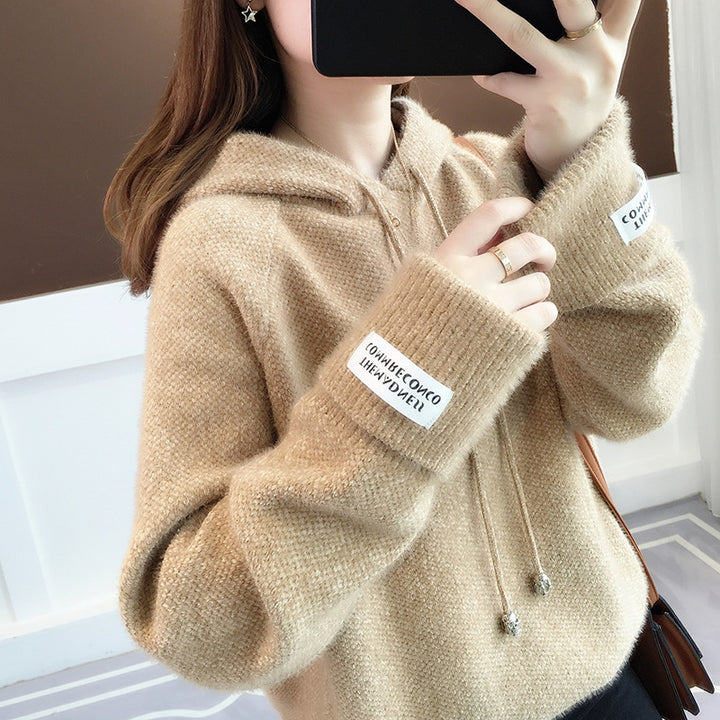 Damen Kuscheliger Hoodie mit Kordelzug und hohem Kragen Drune