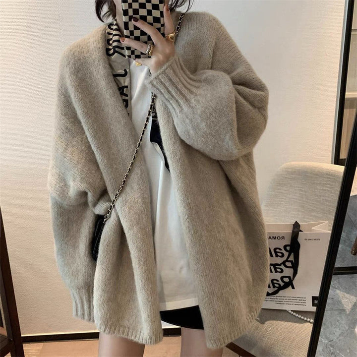 Damen Übergroßer und weicher Strickcardigan mit offenen Vorderteilen Drune