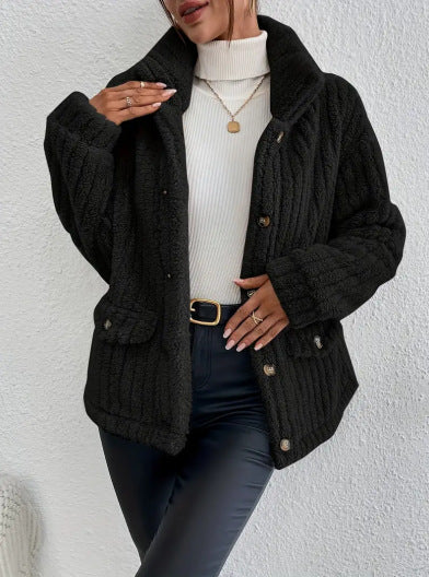 Damen Kuschelige Fleecejacke mit aufgesetzten Taschen Drune