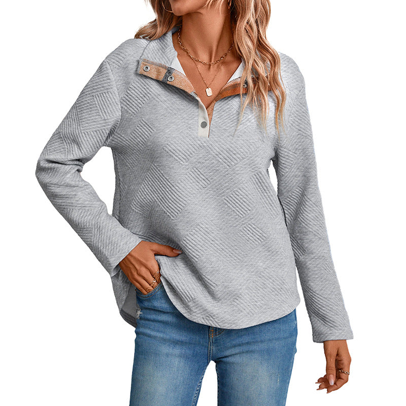Damen lässiger Pullover mit strukturiertem Design und schickem Kragen Drune