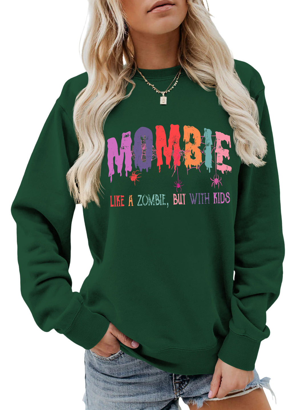 Damen Sweatshirt mit kreativem Zombie-Motiv Drune
