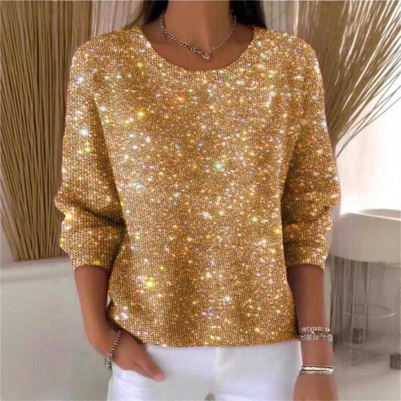 Damen Glitzerpullover mit Rundhalsausschnitt und lässigem Schnitt Drune