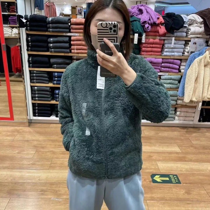Damen Kuschelige Fleecejacke mit hohem Kragen und Reißverschluss Drune