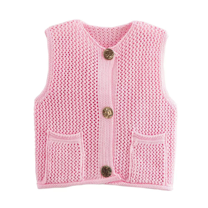 Damen Strickweste mit Knopfdetails und praktischen Taschen Drune