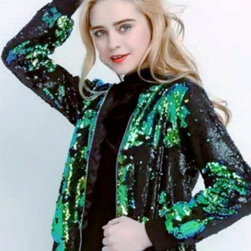 Damen Glamouröse Pailletten-Bomberjacke Drune