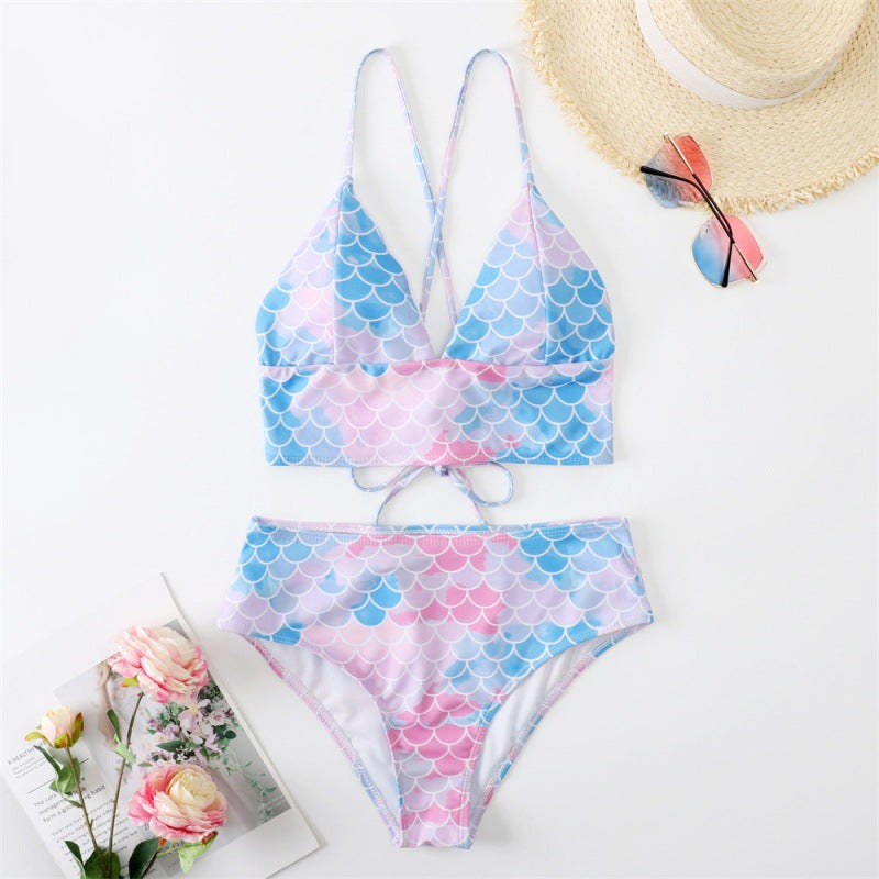 Damen Bikini-Set mit verstellbaren Trägern und modischem Schuppendesign Drune