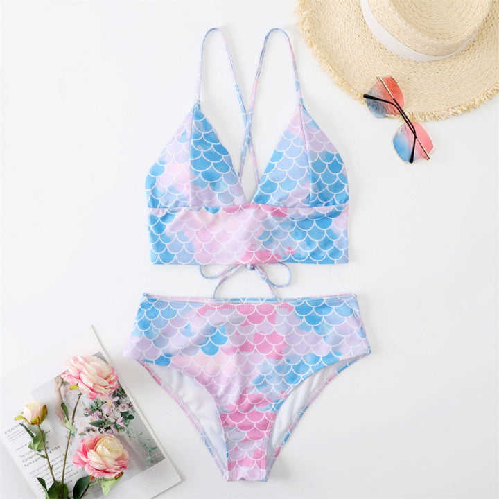 Damen Bikini-Set mit verstellbaren Trägern und modischem Schuppendesign Drune